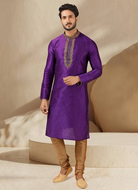 Purple Colour New Designer Function Wear Kurta Pajama Mens Collection 1520